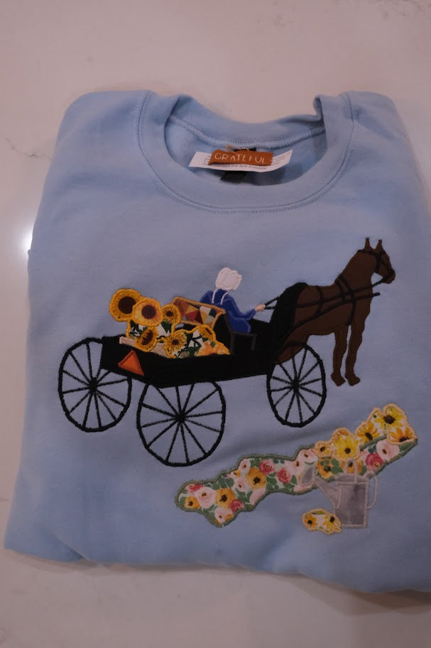 Hand-made Amish Sweatshirt (Katie's Sunflowers)