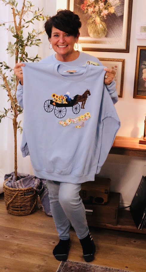 Hand-made Amish Sweatshirt (Katie's Sunflowers)