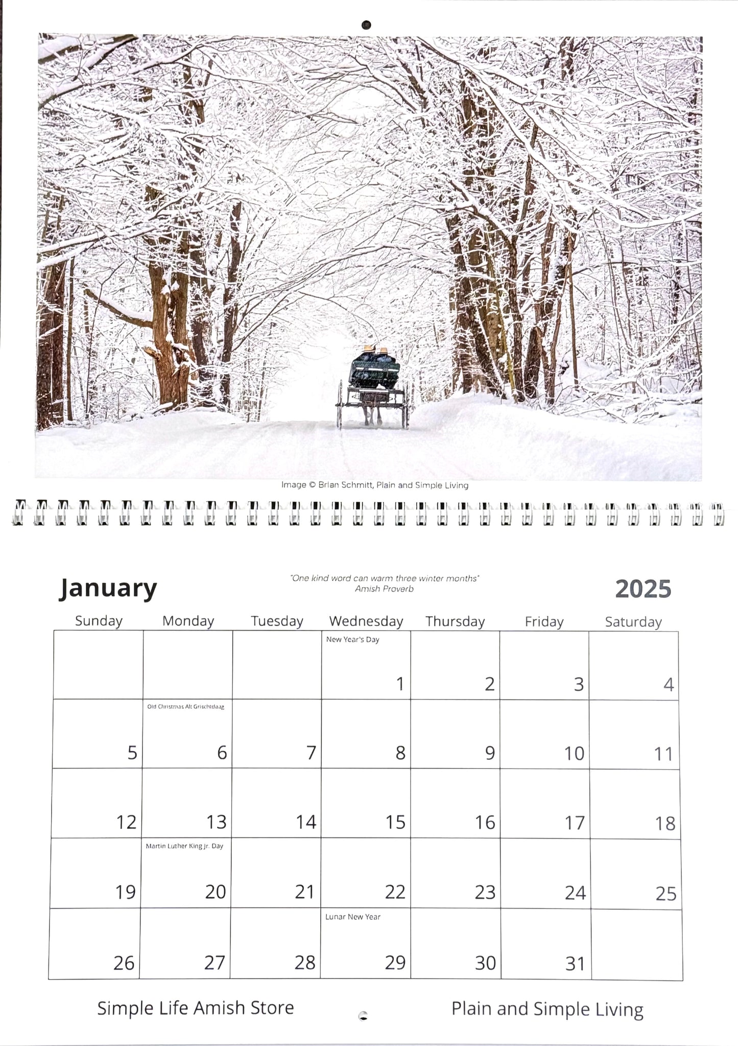 Calendar: Simple Life Amish Country Calendar