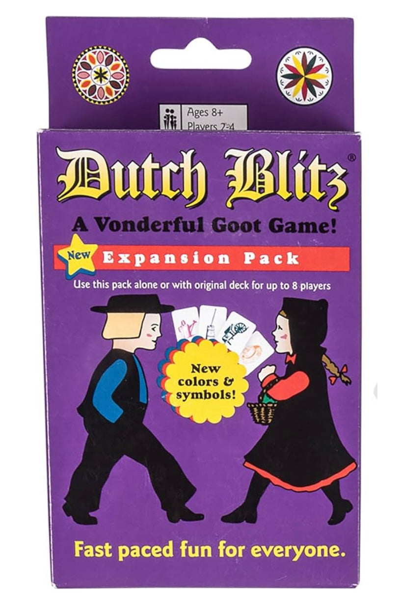 Dutch Blitz Amish card game, expansion pack and new purple expansion pack! (All three games together in one package!)