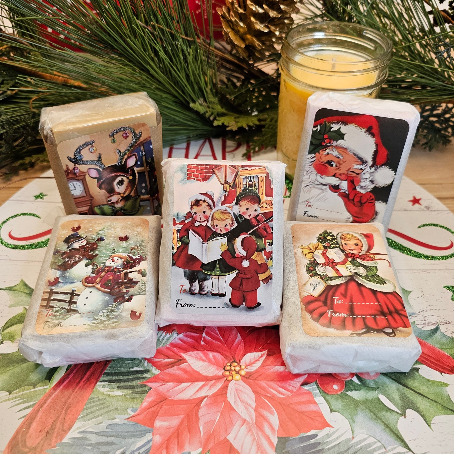 Christmas Scented Amish Made Soaps! FIVE BARS