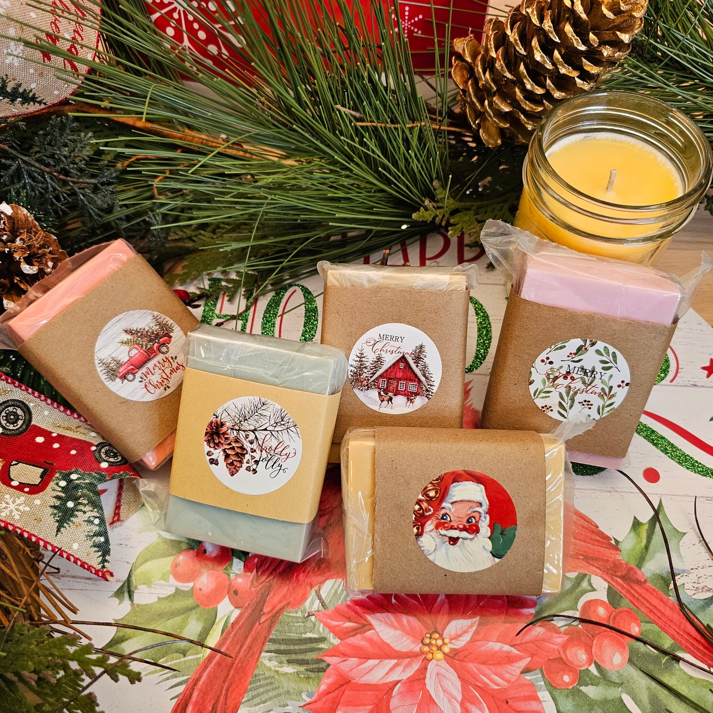 Christmas Scented Amish Made Soaps! FIVE BARS