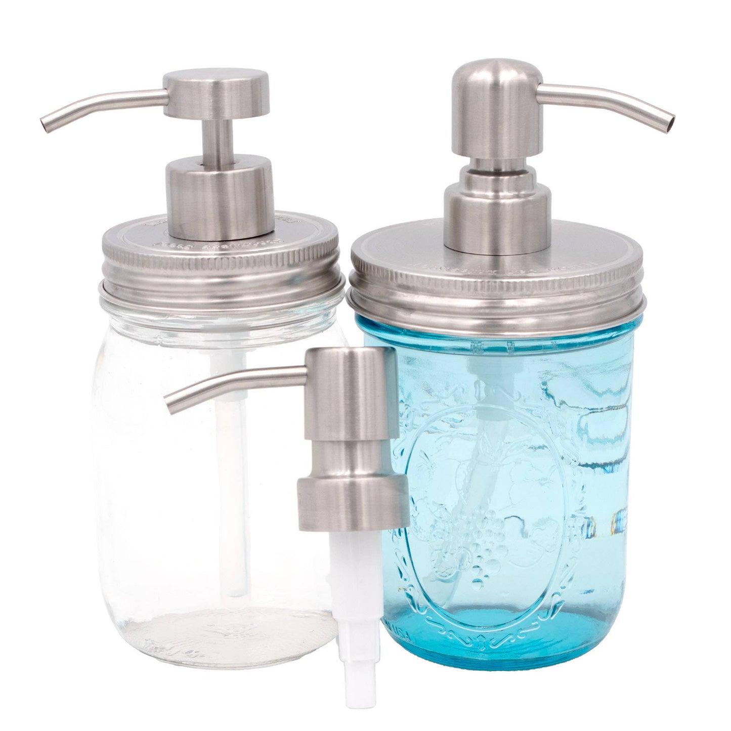 Satin / Brushed Finish Soap Pump Dispensers for Mason Jars