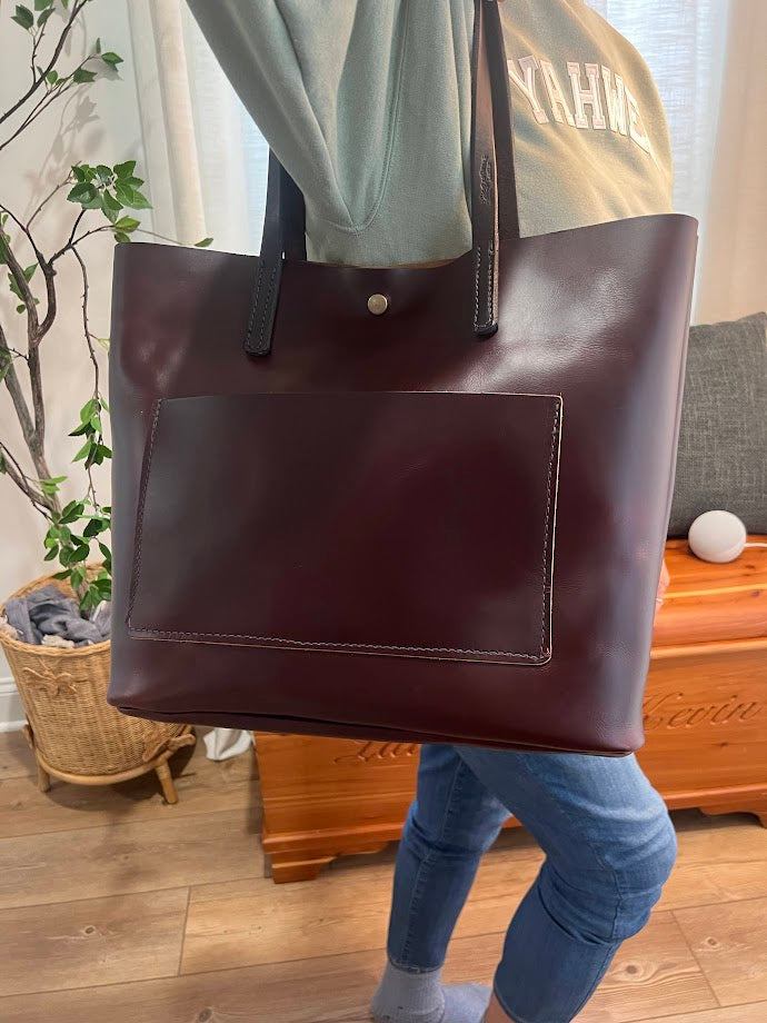 Leather Tote/Purse -  Handmade Leather Tote/Purse by local Amish Artisans (CUSTOM MADE TO ORDER!) X-large