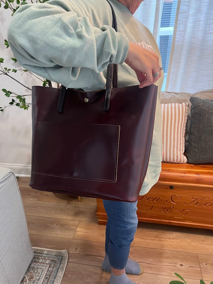 Leather Tote/Purse -  Handmade Leather Tote/Purse by local Amish Artisans (CUSTOM MADE TO ORDER!) X-large