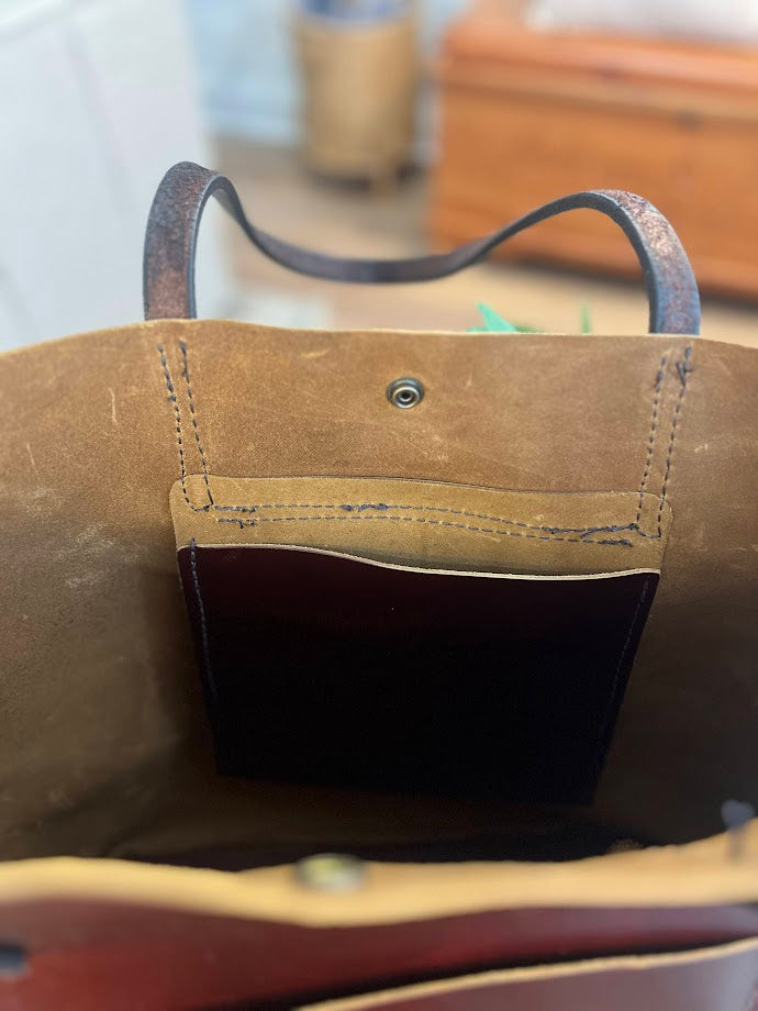 Leather Tote/Purse -  Handmade CUSTOM Leather Tote/Purse by local Amish Artisans (MADE TO ORDER!)  Size MEDIUM