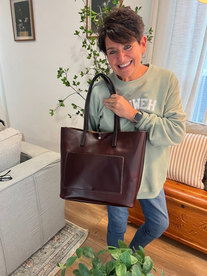 Leather Tote/Purse -  Handmade Leather Tote/Purse by local Amish Artisans (CUSTOM MADE TO ORDER!) X-large